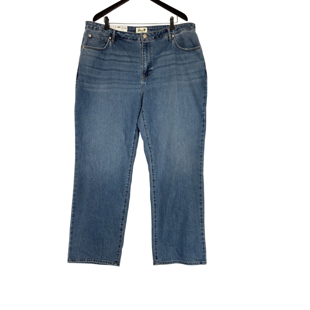 Seven7 Loose Straight Jeans Womens 18W‎ Blue High Rise Relaxed Denim NWT